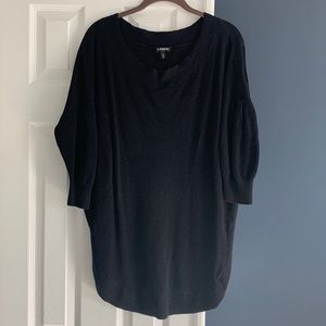 Express cable black 3/4 sleeve sweater
